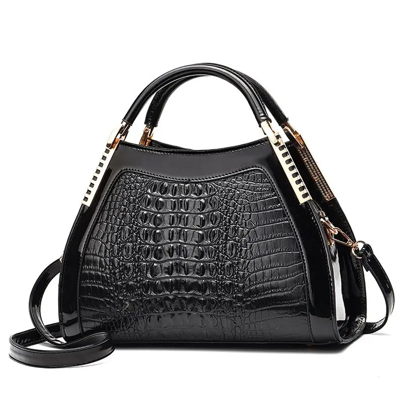 New Women Shoulder Bag Vintage Leather Handbag Retro Crocodile Pattern Messenger - £53.72 GBP