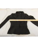 Adult Women&#39;s Sluzio Brown Tan Striped Polyester Spandex Rayon Blouse To... - $15.23 CAD