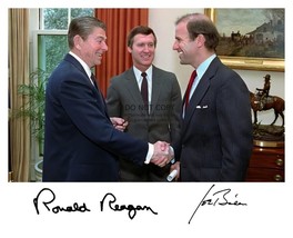 President Joe Biden And Ronald Reagan Shaking Hands Autographed 8X10 Photo - £6.67 GBP