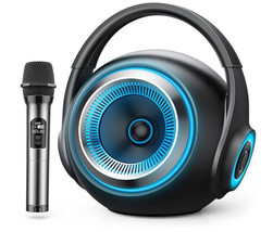 Karaoke Machine FWFX Karaoke Machine Speaker with Wireless Microphone, Portable  - £70.38 GBP