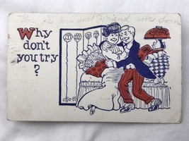 Cartoon Couple Antique Postcard Vintage 1909 Why Don’t You Try - $13.95