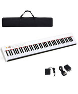 88-Key Portable Full-Size Semi-weighted Digital Piano Keyboard-White - C... - £138.76 GBP