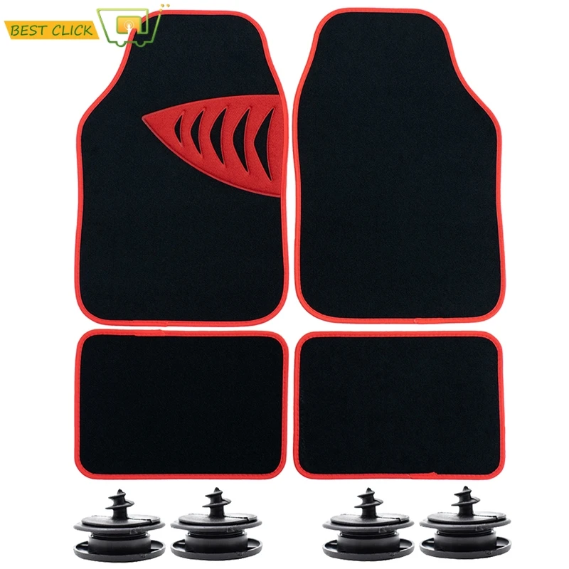 Set Car Floor Mat Carpet Mats Universal Cover Protector Nonslip Pad Clips - £36.82 GBP