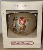 Vintage 1982 RARE Hallmark Glass Ball Christmas Keepsake Ornament &quot;Teacher&quot; - £7.94 GBP