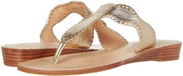 Jack Rogers Sandals Jackie Leather Whip-Stitch Demi Wedge Women&#39;s Platin... - £67.94 GBP