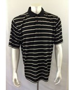  Golf Polo Shirt Men&#39;s Size Large Black Beige Striped Short Sleeve Polye... - €6,95 EUR
