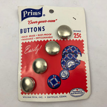 Set of 4 Vintage Prims Cover Your Own Buttons On Card Brass Rust Proof S... - £5.40 GBP