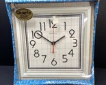 Vintage Spartus Quartz Wall Clock 5050-41 Graphic MCM NEW NOS Square White - £22.49 GBP