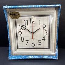 Vintage Spartus Quartz Wall Clock 5050-41 Graphic MCM NEW NOS Square White - £22.42 GBP
