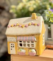 Ceramic Yellow Village Card Shop Candle Holder - $21.99