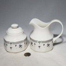 VTG Royal Doulton Calico Blue Creamer and Lidded Sugar Bowl England Discontinued - £15.89 GBP