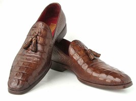 Paul Parkman Mens Shoes Loafer Brown Crocodile Calfskin Handmade PP2281-BRW - £343.71 GBP