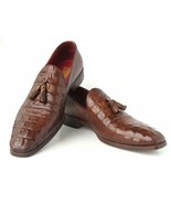 Paul Parkman Mens Shoes Loafer Brown Crocodile Calfskin Handmade PP2281-BRW - £345.83 GBP