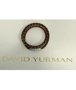 David Yurman .925 Sterling Silver Triple Wrap Mix Brown Leather Bracelet M - $435.58