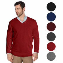 Berlioni Italy Men&#39;s Premium Slim Fit Microfiber V-Neck Dress Pullover Sweater - £14.34 GBP+