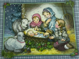 Vintage Christmas Cards Nativity Scene Children Lambs 10 Cards + Envelopes - €12,84 EUR
