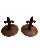 Fleur De Lis Bookends? Decor Cast Iron Rust Antique Finish Set Of 2 - $46.28