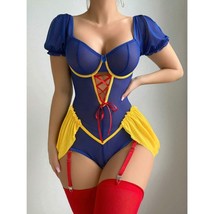 Snow White Princess Sexy Lingerie Sheer Bodysuit with Thigh High Socks S - $30.00