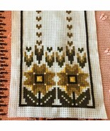VTG Unfinished Needlepoint Canvas Runner Kit Abstract Floral Yellow Brow... - $20.51 CAD