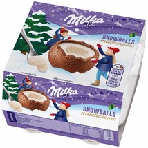 Milka SNOWBALLS chocolate EGGS with MILK cream filling -4 eggs -FREE SHI... - £11.07 GBP