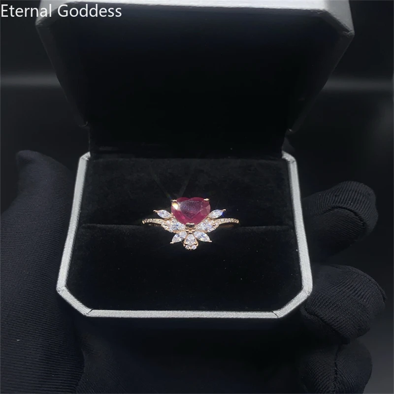 New Sterling Silver 925 Natural Brand New 8*8mm Ruby Fashion Ring for Women Genu - £72.08 GBP