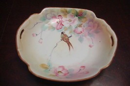 Nippon JAPAN jewelry dish decorated with a paradise bird, two handles [84B] - £35.72 GBP