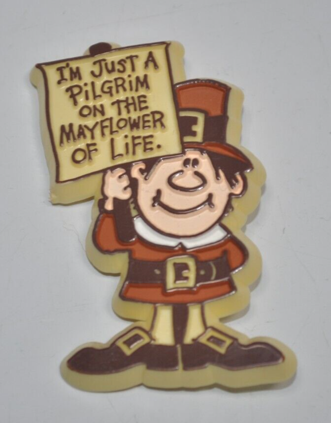 Vintage Hallmark I'm Just a Pilgrim on the Mayflower of Life Pinback Pin Button - $14.84