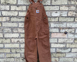 Carhartt Overalls Youth Size 4 100% Cotton Brown Canvas Work Wear Double... - $29.07