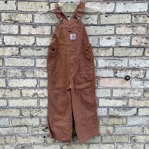 Carhartt Overalls Youth Size 4 100% Cotton Brown Canvas Work Wear Double Knee EX - £22.70 GBP