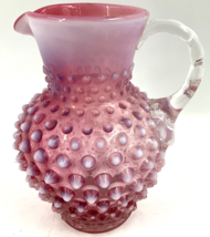 Vintage Fenton Art Glass Pink Purple Opalescent Hobnail 6&quot; Pitcher Jug R... - £70.39 GBP