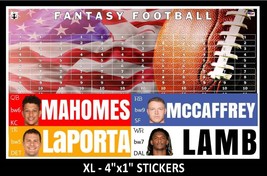 Fantasy Football Draft Board Kit 2024-25 XL 4&quot;x1&quot; Stickers w/ Top ESPN R... - $20.00