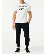 Reebok Identity Big Logo Tee White/Black Logo Size Large Mens Crewneck - €17,04 EUR