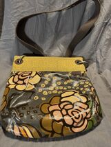 Fossil Key-Per Floral Coated Canvas Crossbody Bag Yellow Brown Retro Style - $41.75 CAD