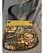 Fossil Key-Per Floral Coated Canvas Crossbody Bag Yellow Brown Retro Style - $538.83 MXN