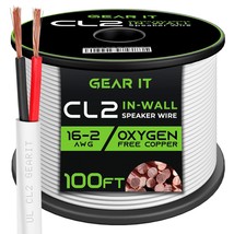 GearIT 16/2 Speaker Wire (100 Feet) 16AWG Gauge - in Wall Audio Speaker ... - $68.99