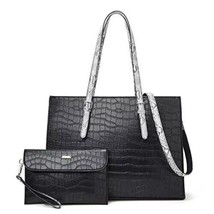Laptop Bag for Women 15.6 inch Laptop Tote Bag Leather Classy Crocodile Black - £40.70 GBP