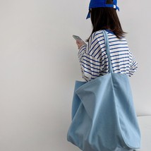 Rge canvas shopping bag simple letter shoulder bags woman handbag soft denim plaid tote thumb200