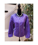 Chico&#39;s Purple Zip Front Lightweight Jacket Size 2 M Ruch Neck Pockets S... - $39.60