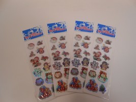 Vintage Holiday Glitter Stickers 1 Sheet per Package 4 Packages Santa Ch... - $5.00