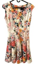 Just Taylor Knit Fit and Flair Dress Size 6 Sleeveless Knee Length Cream Floral - £13.30 GBP