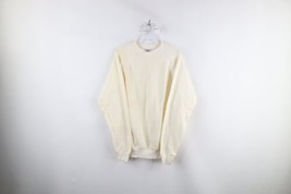 Vintage 80s Streetwear Mens Medium Distressed Blank Crewneck Sweatshirt Cream - £38.89 GBP