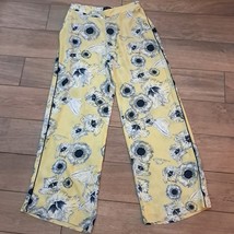 Zara Basic Collection Women&#39;s Size M Pants Yellow Floral Print Wide Leg ... - $30.00