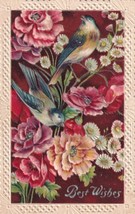 Best Wishes Flowers Birds Embossed Postcard E01 - $4.99