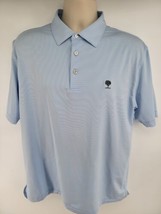 Peter Millar Summer Comfort Golf Polo Shirt Size L Blue Striped Tree Logo - £27.09 GBP
