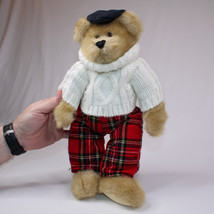 Christmas Fergus Plush Brown Teddy Bear In Plaid Tartan Pants And White ... - $14.49