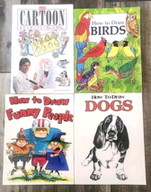 LOT OF 4 ART HOW TO DRAW Dogs Funny People Birds Cartoon Drawing by Bruc... - $9.89
