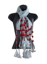 Dancing Winds Long &quot;Tulip&quot; Scarf Embellished with Silver Beads - £16.66 GBP