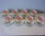&quot;Royal Albert&quot; Bone China &quot;Braemar&quot; 8 Tea Cups, 8 Saucers, conch pink wi... - $64.35