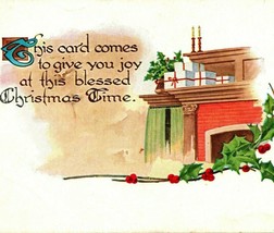 Blessed Christmas Time Presents Pink of Perfection Unused UNP 1900s Vtg Postcard - £5.56 GBP