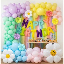 Daisy Birthday Balloons Garland Arch Kit,Macaron Pastel Balloons Garland,White&amp;M - £29.75 GBP